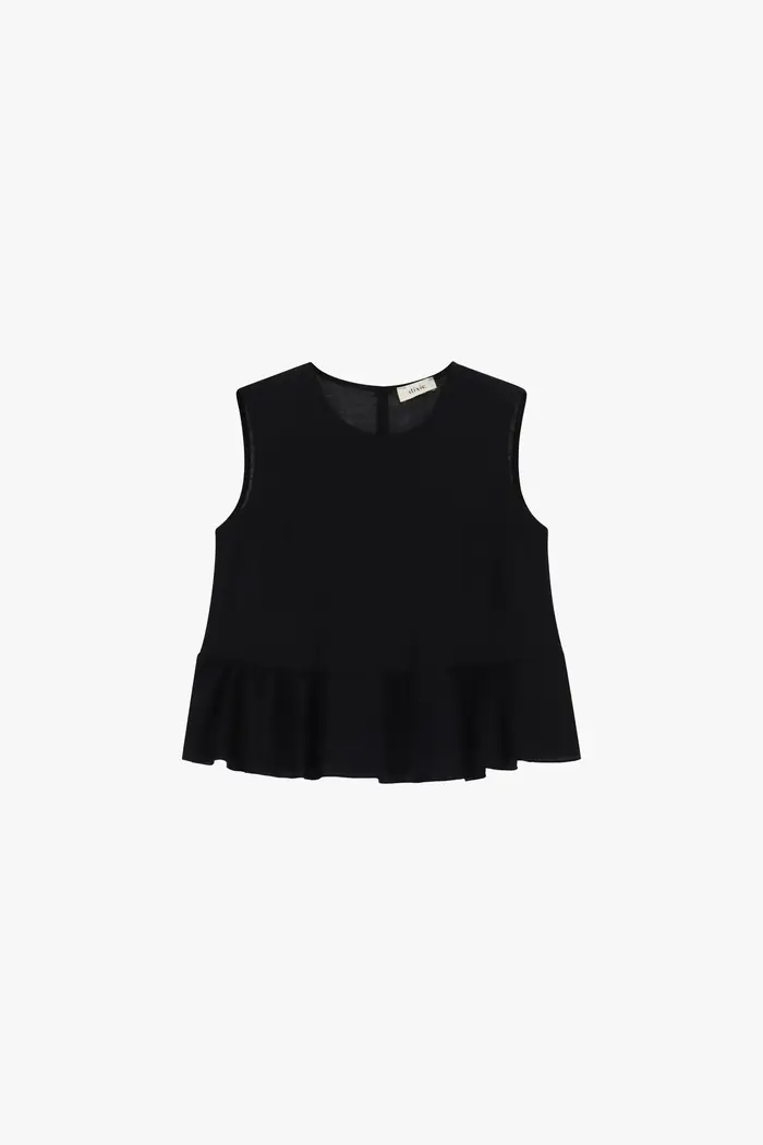 Dixie Top senza maniche con balza arricciata