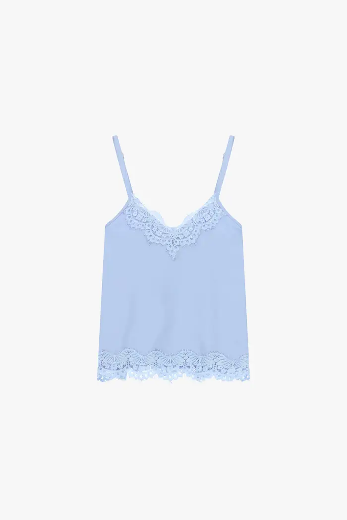 Top spalline sottili e pizzo decorativo