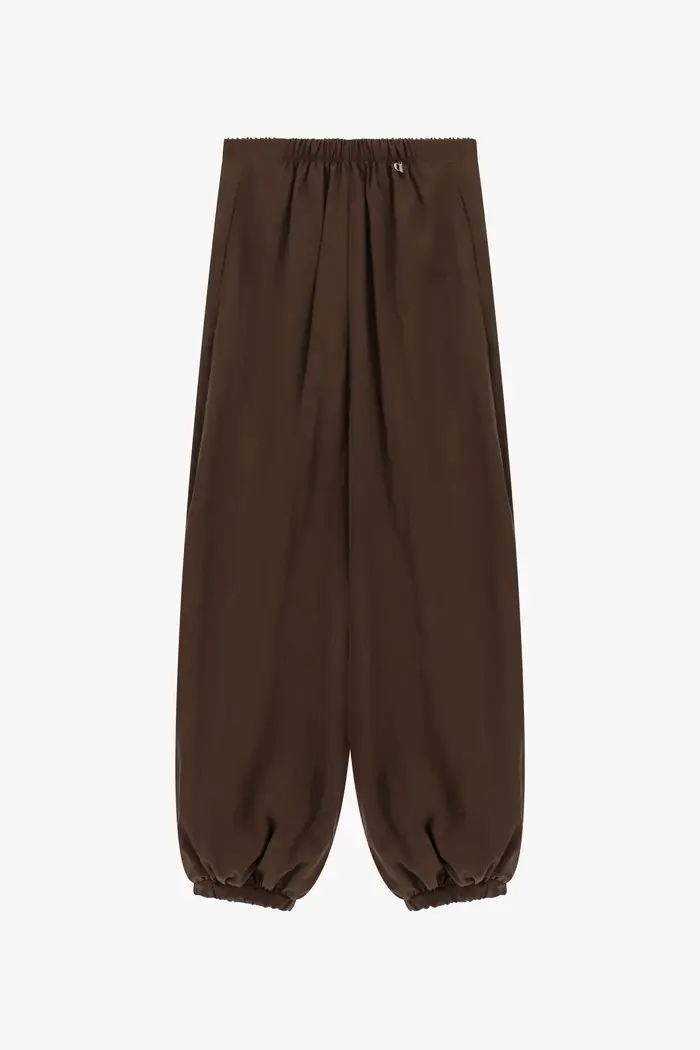 Trousers palazzo ampi con fondo elasticizzato