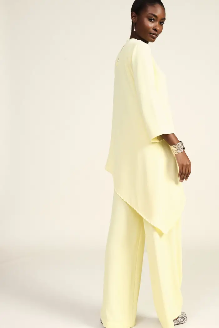 Trousers palazzo vita alta con tasche laterali miniatura 3