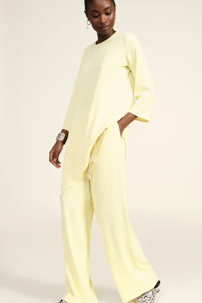 Trousers palazzo vita alta con tasche laterali miniatura 4