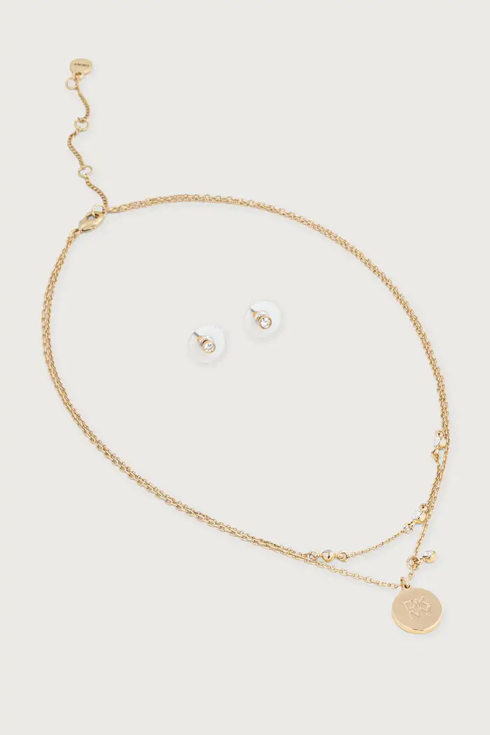 DKNY collana e orecchini da donna in metallo Oro