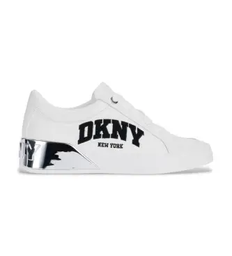 DKNY per donna K1558006 Sneakers in pelle bianca Maben, Bianco, Basso, Stringhe, Casual