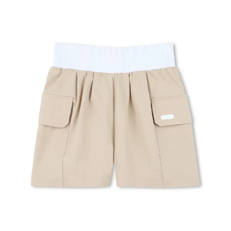 DKNY per ragazza D62268 Pantaloncini in twill beige (10años= 138cm), Casual, Cotone, moda per bambini