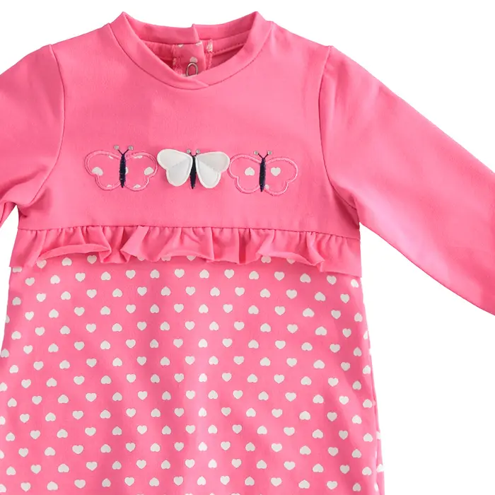 Dodipetto Tutina in cotone lunga 2 4301 con piedino neonata mignolo fucsia