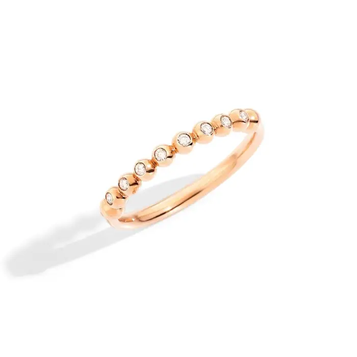DODO Anello Bollicine Oro Rosa & Diamanti Bianchi