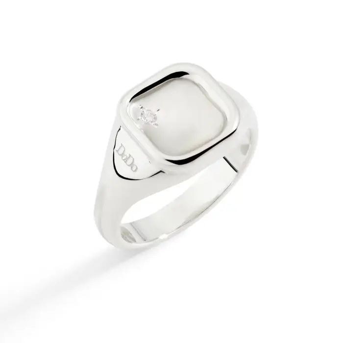DODO Anello Sigillo Argento & Diamante Bianco