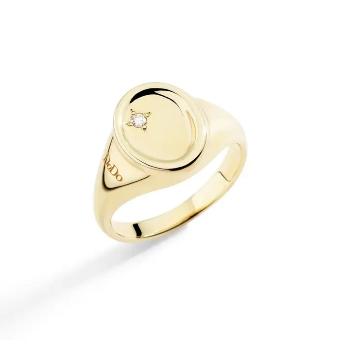 DODO Anello Sigillo Oro Giallo & Diamante Bianco
