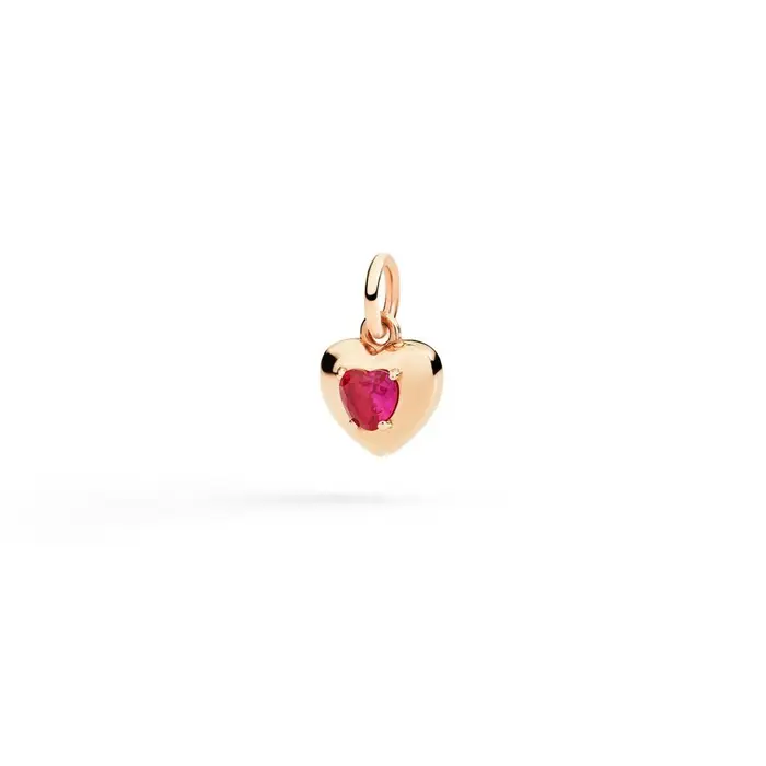 DODO Ciondolo Cuore Oro Rosa & Rubino Sintetico