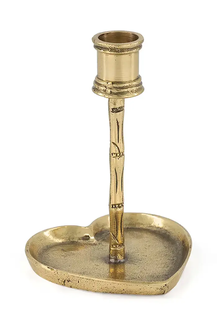 Portacandele decorativo in ottone 10 x 14 x 10 cm Giallo