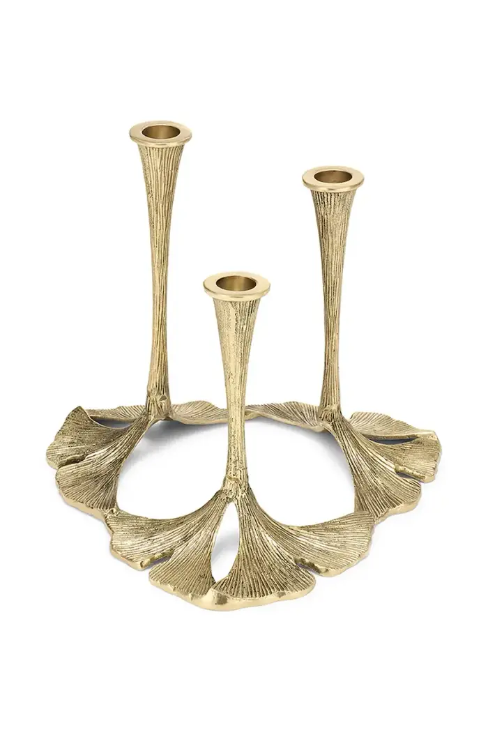 Portacandele decorativo in ottone 24 x 24 x 21,5 cm Giallo