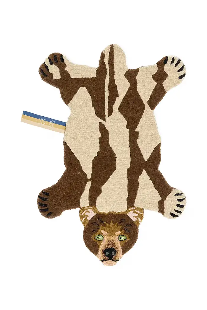 tappetino decorativo in lana 92 x 62 x 2 cm Marrone