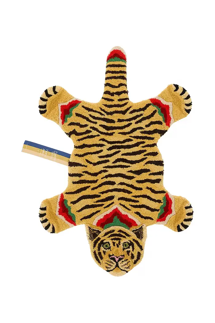 tappetino decorativo in lana 92 x 62 x 2 cm Multicolore