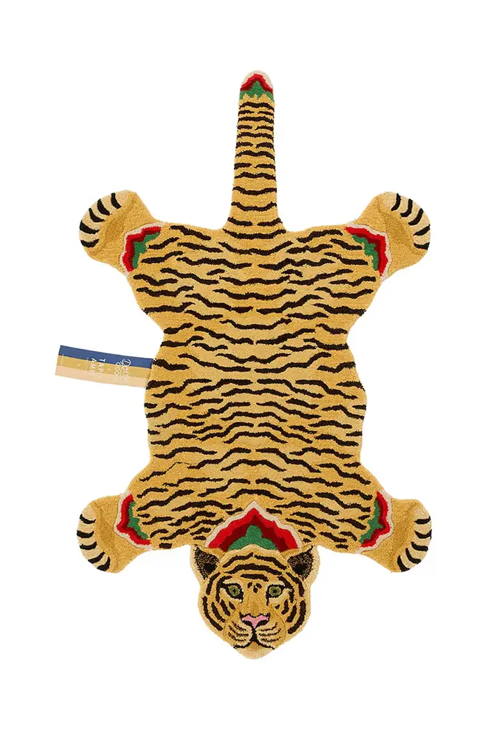 tappeto decorativo in lana 144 x 93 x 2 cm Multicolore