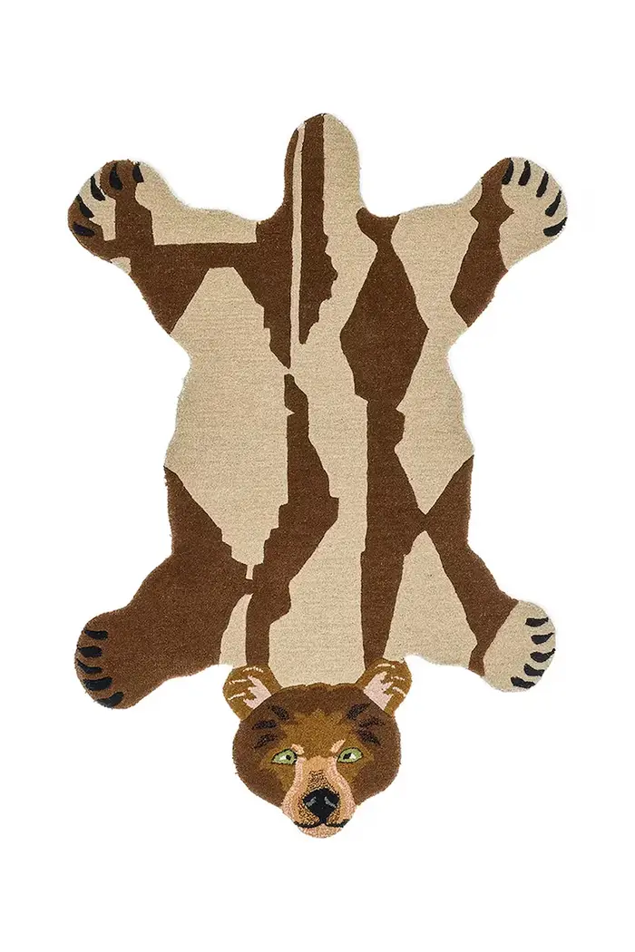 tappeto decorativo in lana 145 x 97 x 2 cm Marrone