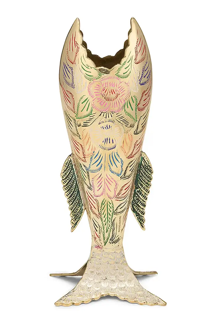 Vaso decorativo in ottone 28 x 11,2 x 5,3 cm Multicolore