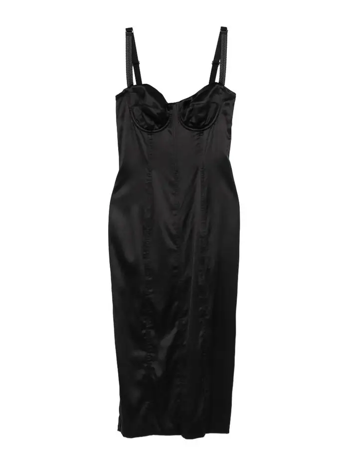Dolce & Gabbana Abito midi in seta Nero