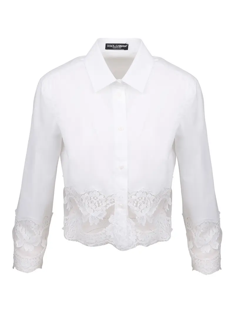 Dolce & Gabbana Camicia con inserti in pizzo Bianco