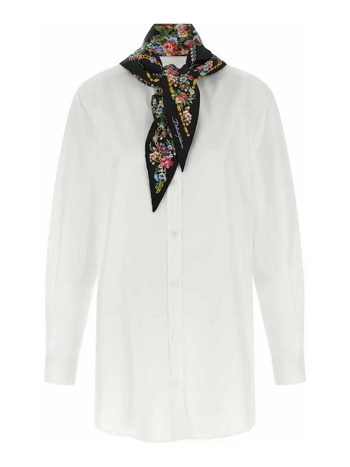 Dolce & Gabbana Camicia Con Sciarpa Bianco