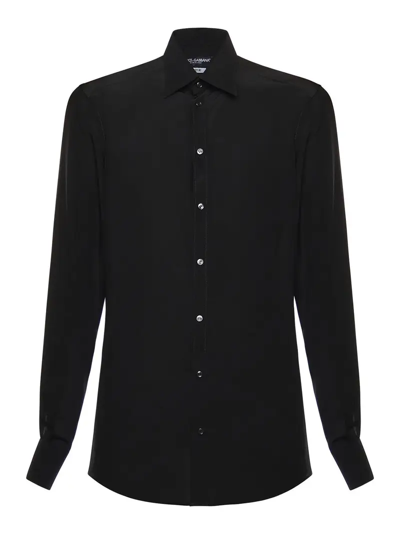 Dolce & Gabbana Camicia In Crepe De Chine Di Seta Nero