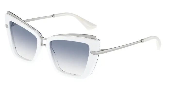 Dolce & Gabbana Donna DG4472 337119 Occhiali da sole Acetato Bianco Blu Cat Eye Normale Sfumato
