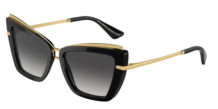 Dolce & Gabbana Donna DG4472 501/8G Occhiali da sole Acetato Nero Grigio Cat Eye Normale Sfumato