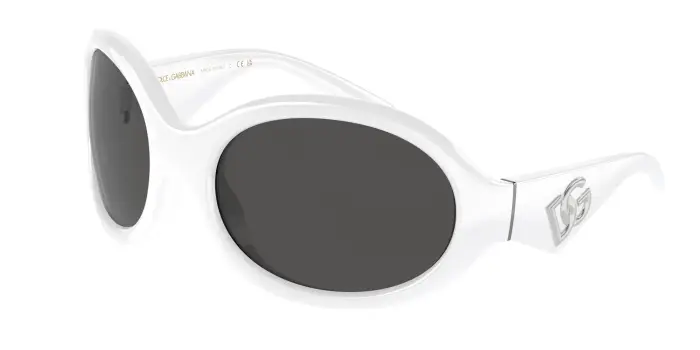 Dolce & Gabbana Donna DG6201 331287 Occhiali da sole Iniettato Bianco Grigio Rotonda Normale