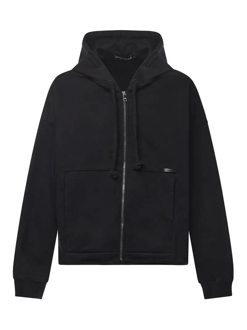 Dolce & Gabbana Felpa con zip in cotone Nero