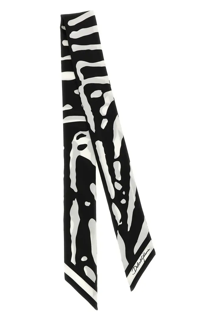 DOLCE & GABBANA Foulard Stampa Zebrata Bianco