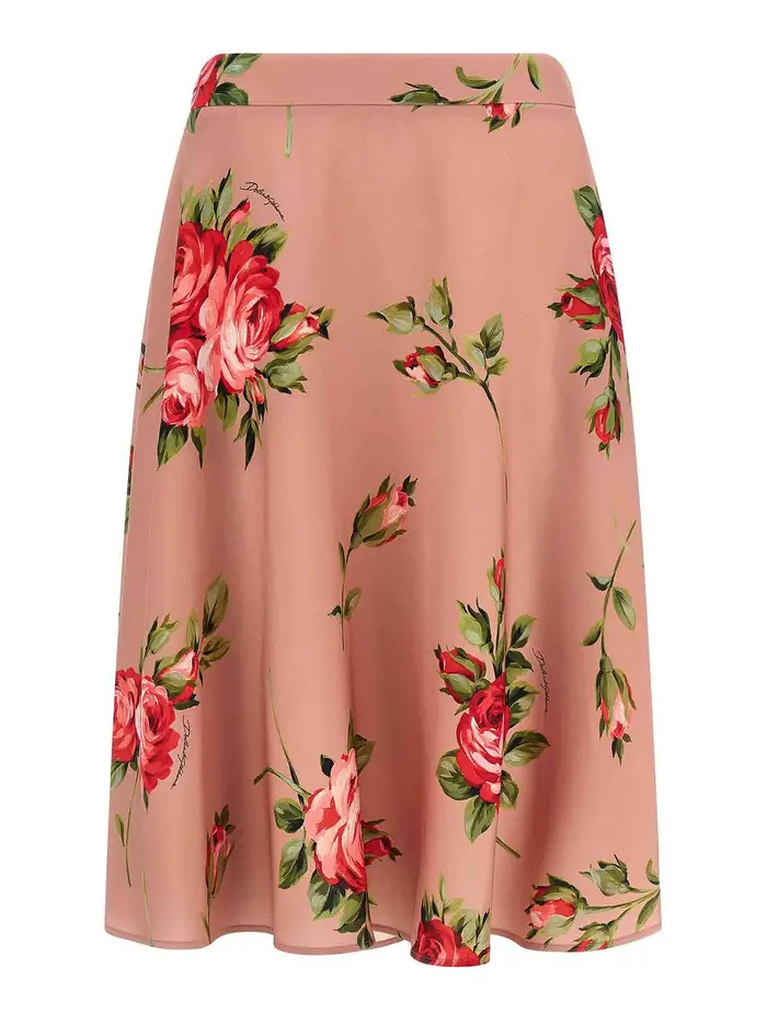 Dolce & Gabbana Gonna bouquet di rose Color Carne E Neutri