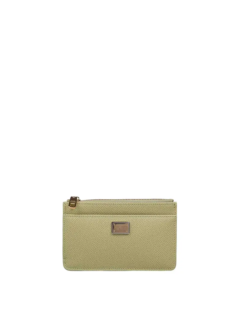 Dolce & Gabbana Portacarte In Pelle Dauphine Verde