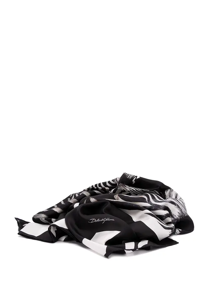 Dolce & Gabbana Sciarpa zebrata in seta Nero
