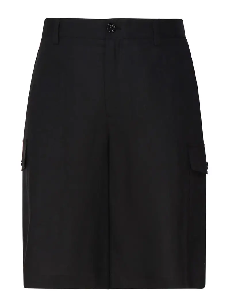 Dolce & Gabbana Shorts cargo in lino con placca Nero