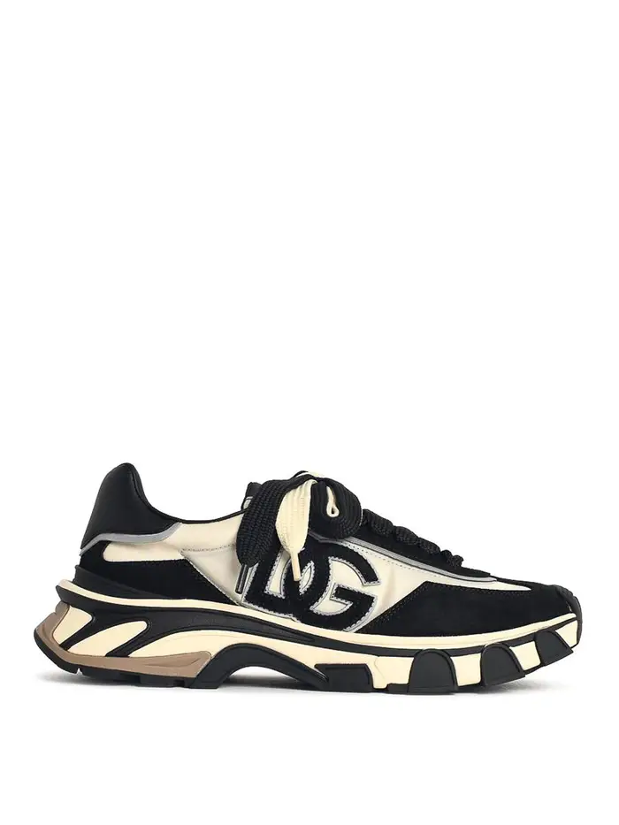 Dolce & Gabbana Sneakers Airmaster In Tessuto E Pelle Nero