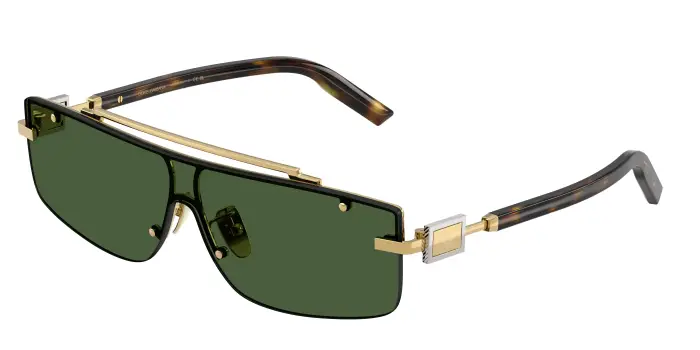 Uomo Dolce & Gabbana DG2335 02/71 Occhiali da sole Metallo Oro Verde Squadrata Normale