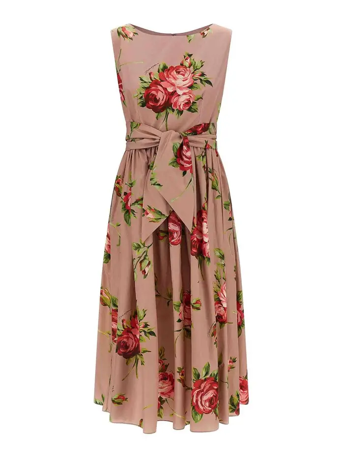 Dolce & Gabbana Vestito con bouquet di rose Color Carne E Neutri