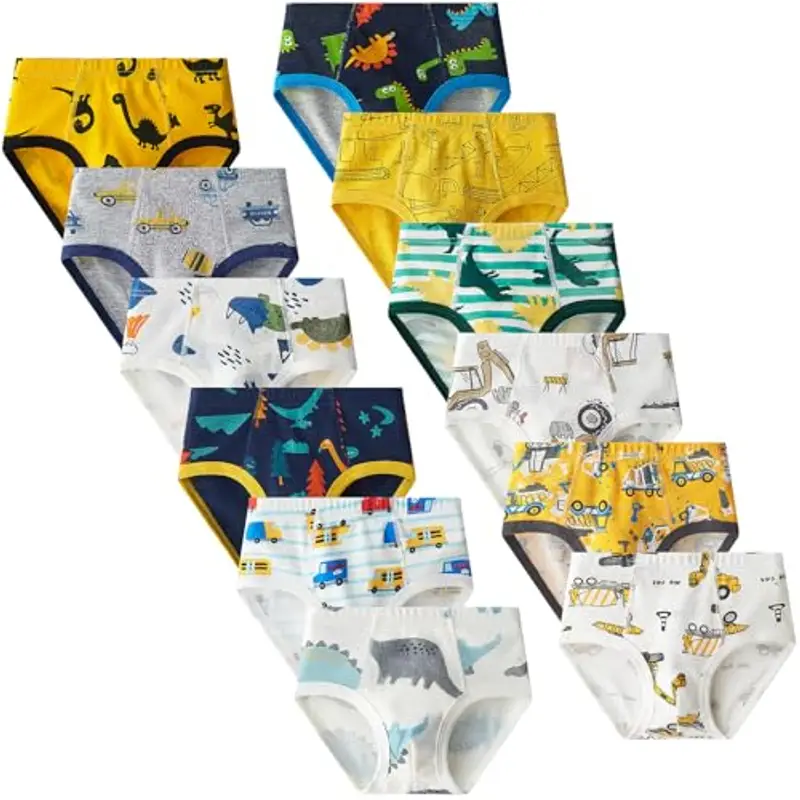 Domee Slip Intimo Cotone Dinosauro Bambino Confezione da 12 Multicolore 2-3 Anni (Dimensione del Produttore 100)