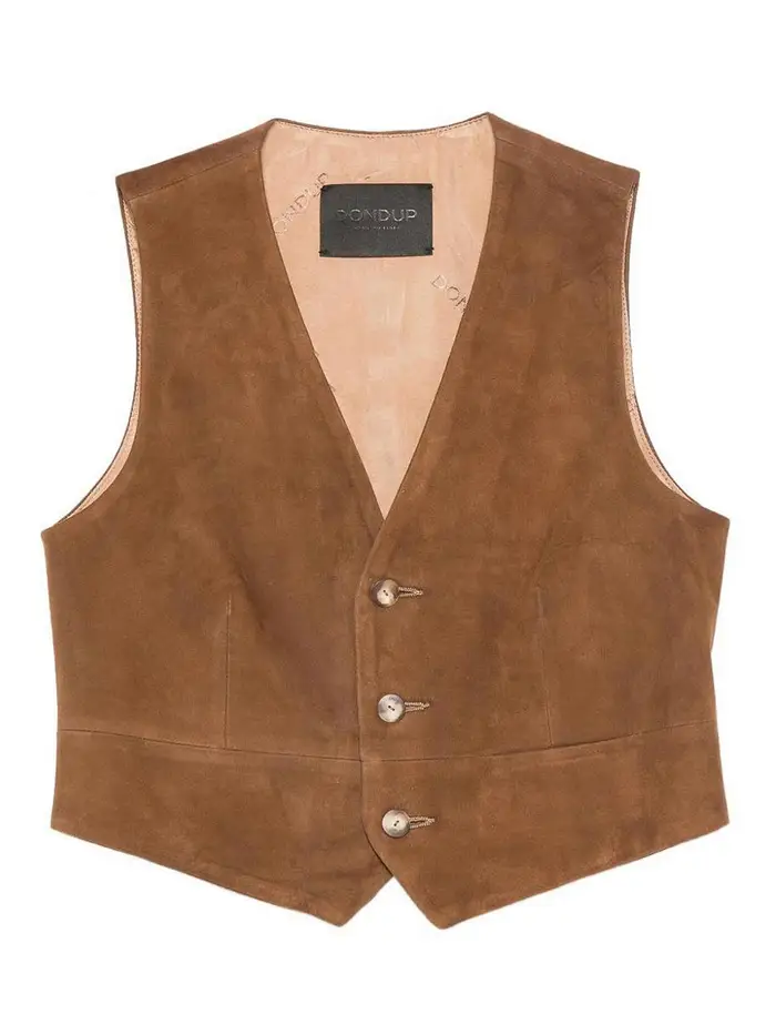 Dondup Gilet in pelle scamosciata Beige