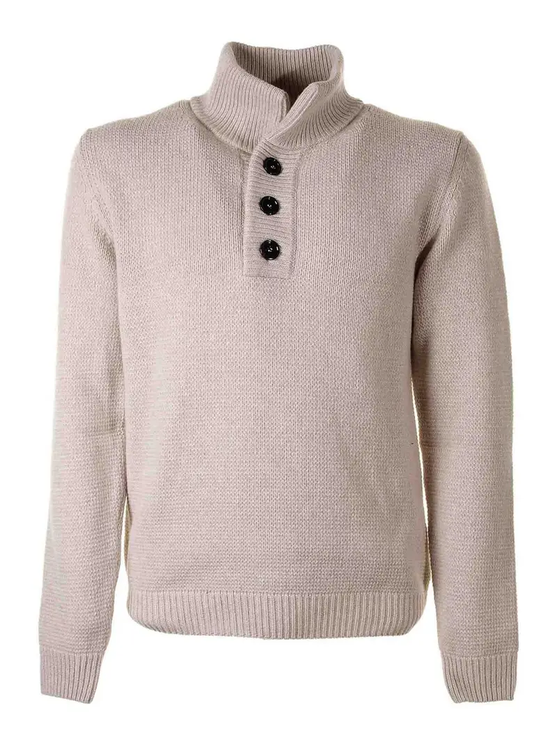 Dondup Maglia Beige A Collo Alto Crema