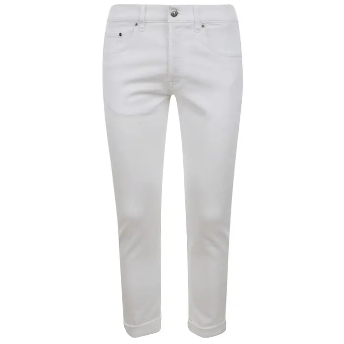Dondup pantaloni uomo icon bull in denim di cotone bianco
