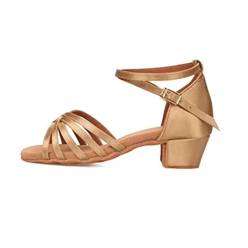 TRIWORIAE Donna Bambina Scarpe da Ballo Latino/Ballo da Sala/Ballo Liscio Danza Moderna Scarpe da Raso Beige