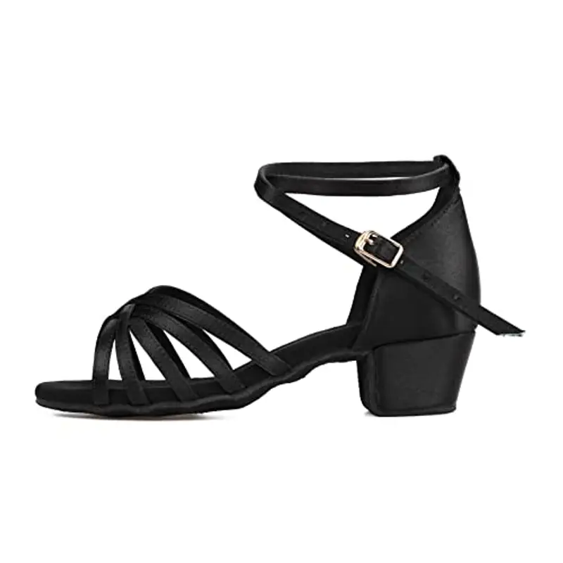 TRIWORIAE Donna Bambina Scarpe da Ballo Latino/Ballo da Sala/Ballo Liscio Danza Moderna Scarpe da Raso Nero