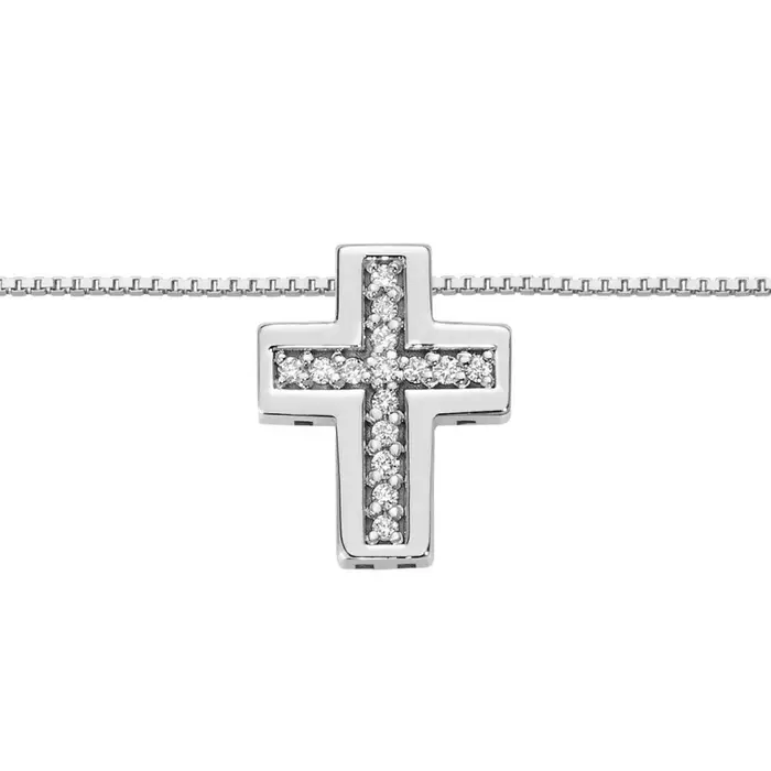 Collana Donnaoro - Girocollo Croce Oro E Brill - Donna Oro