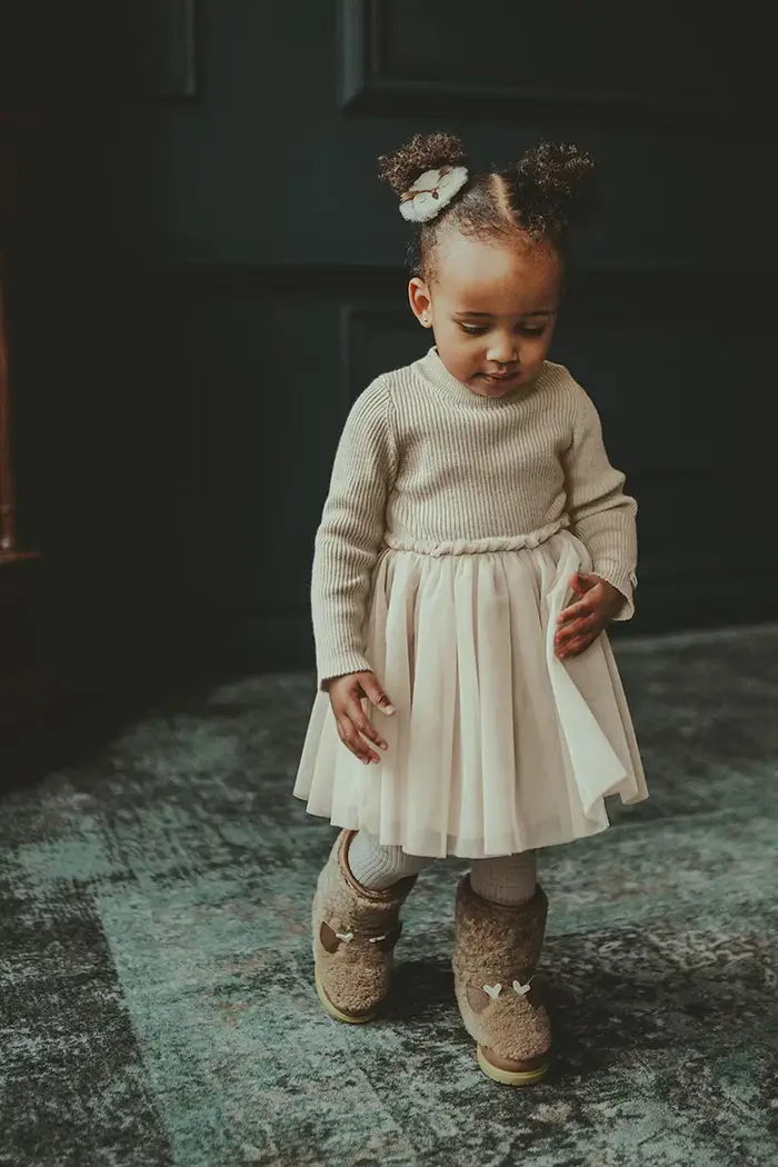 Donsje vestito svasato con misto lana Lotus Dress Beige