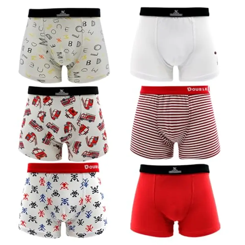 DOUBLE M 6 Confezioni di Mutande in Cotone per Ragazzi, Mutande Intima Morbida, Mutande Assortite per Ragazzi, Mutande Intima per Ragazzi