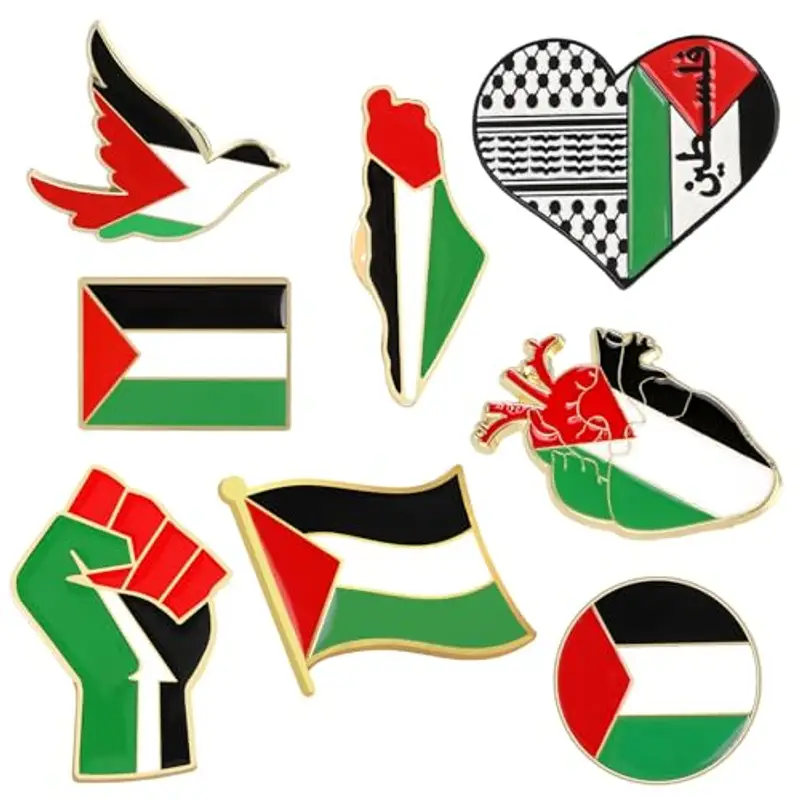 DPKOW Spilla Palestina Accessori Bandiera Palestinese Distintivo per Spillo, 8 Pezzi Free Palestine Flag Spille