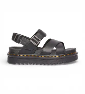 Dr Martens per donna 31558001 Sandali in pelle nera Voss II Athena, Nero, Basso, 1 a 3 cm, Fibbia, Casual