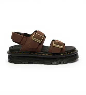 Dr Martens per donna 42853200 Sandali in pelle marrone a forma di zebra, 3 a 5cm, Velcro, Casual Grigio