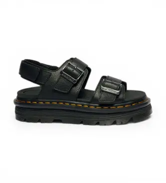 Dr Martens per donna 43398001 Sandali in pelle nera a forma di zebzag, Nero, 3 a 5cm, Velcro, Casual Grigio