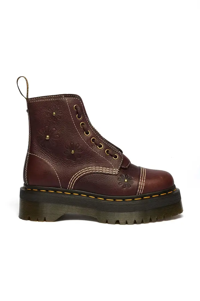 Dr Martens scarpe da donna in pelle Sinclair Flower Marrone